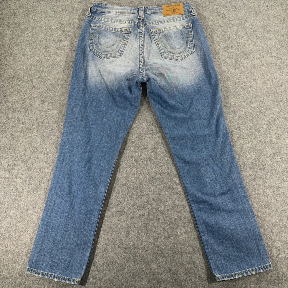 True Religion Boyfriend Distressed Ripped Jeans Light Wash Women 27